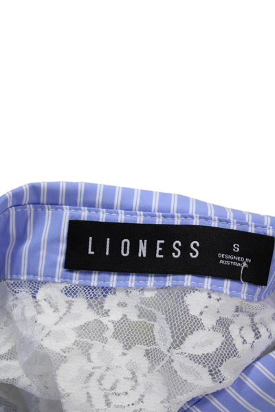 Lioness Women Tunic Button-Up White Floral Collared Long Sleeve Nylon Size S