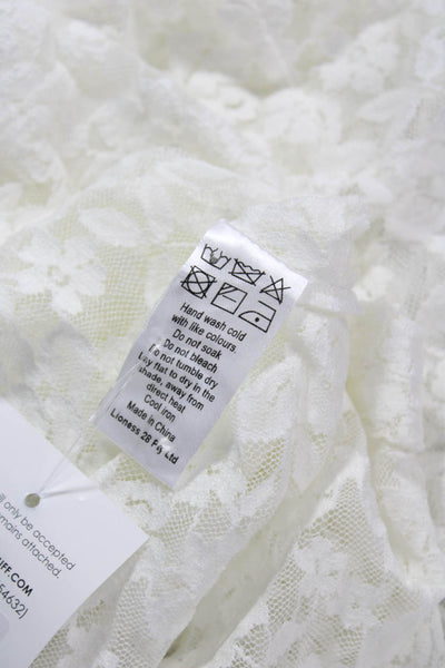 Lioness Women Tunic Button-Up White Floral Collared Long Sleeve Nylon Size S