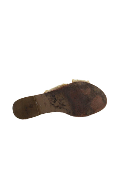 Raye Womens Straw Cross Strap Slide On Sandals Beige Size 6.5