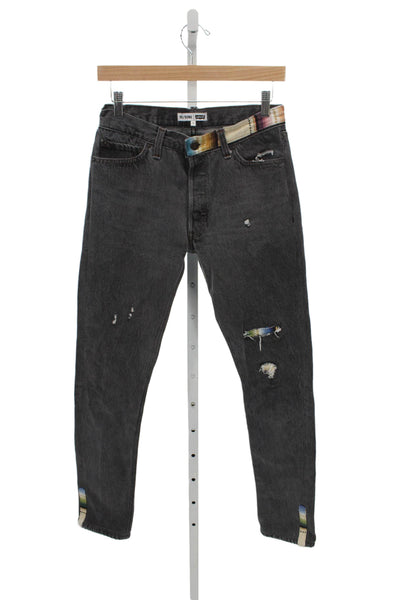Re/Done Women Straight Jeans Gray High Rise Inseam 29 Size 25