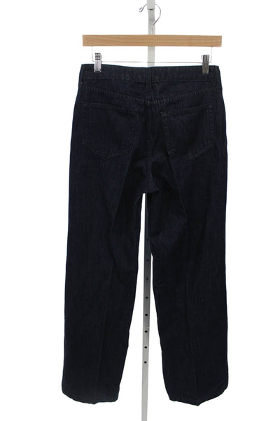 L'Agence Womens Wide Leg Jeans Blue High Rise Cotton Blend Button Size 26