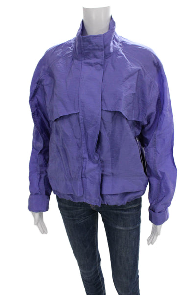 Athleta Women Windbreaker Jacket Purple Zip Long Sleeve Cupro Size M