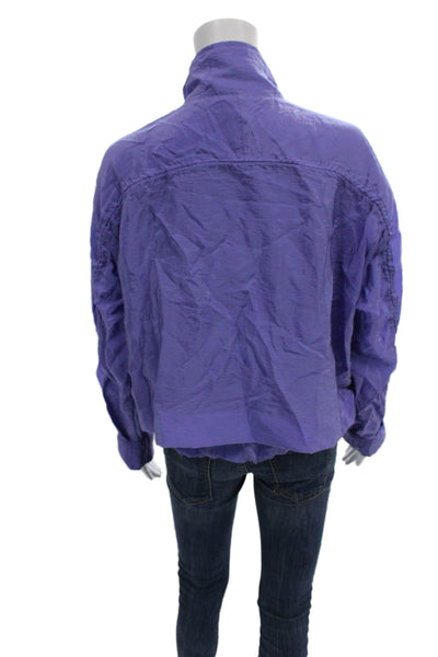 Athleta Women Windbreaker Jacket Purple Zip Long Sleeve Cupro Size M
