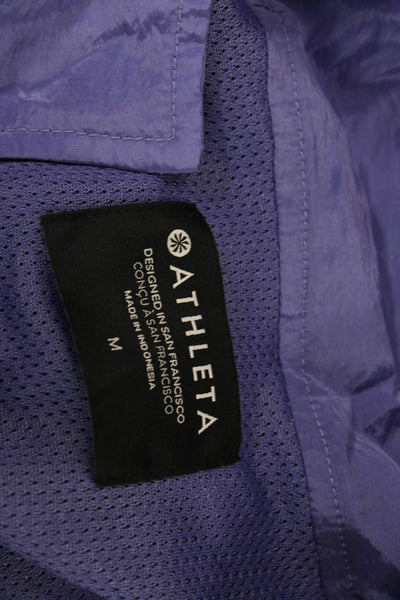 Athleta Women Windbreaker Jacket Purple Zip Long Sleeve Cupro Size M