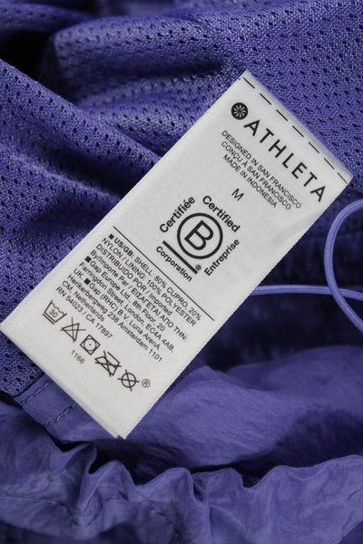 Athleta Women Windbreaker Jacket Purple Zip Long Sleeve Cupro Size M