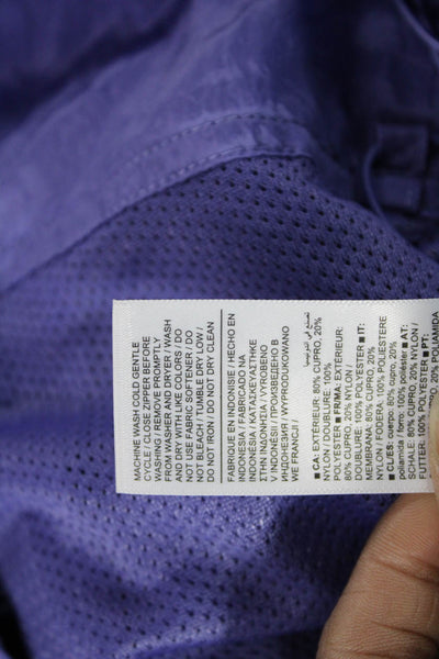Athleta Women Windbreaker Jacket Purple Zip Long Sleeve Cupro Size M