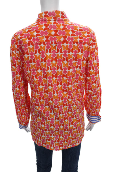 J. Mclaughlin Women Geometric Pink Button-Up Blouse Long-Sleeve Size XL Petite