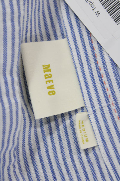 Maeve Anthropologie Womens Striped Boat Neck 3/4 Sleeve Cotton Blouse Size M