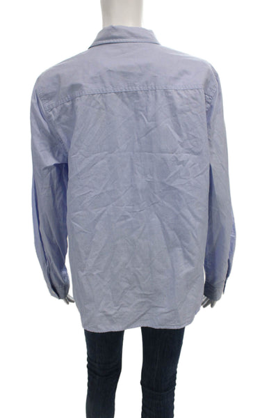 J. Mclaughlin Women Cotton Collared Button-Up Long Sleeve Blue Top Size 12