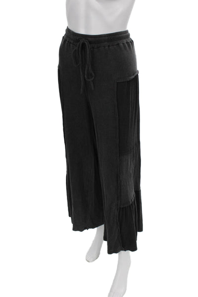 Pol Womens Wide Leg Rayon Drawstring Pants Gray Size L