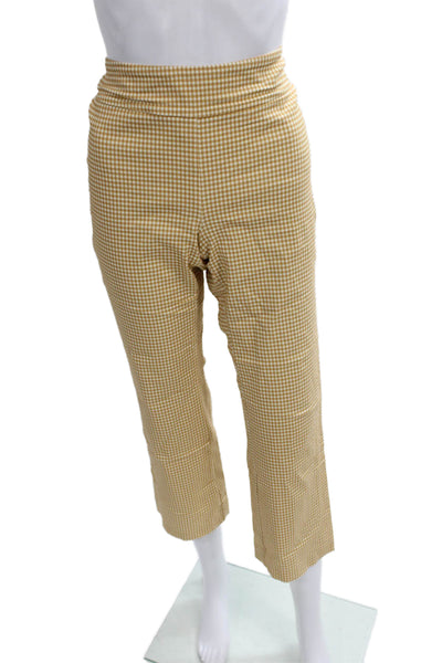 J. Mclaughlin Womens Cropped Check Rayon Pants Beige Size 10