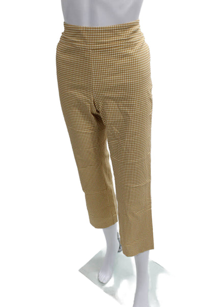 J. Mclaughlin Womens Cropped Check Rayon Pants Beige Size 10