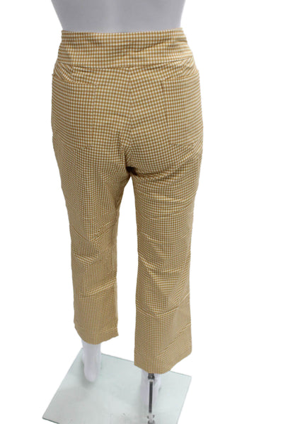 J. Mclaughlin Womens Cropped Check Rayon Pants Beige Size 10
