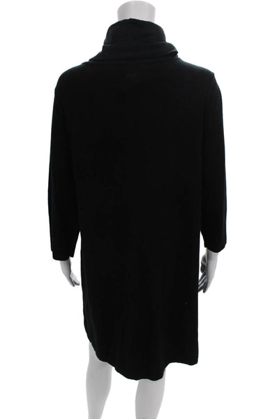 Tyler Boe Womens Black Sweater Dress Cowl Neck 3/4 Sleeve Knee Length Size L