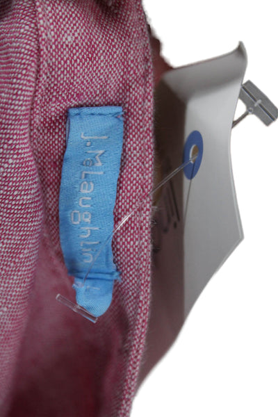 J Mclaughlin Women Shirt Dress Pink Linen V-Neck Half Sleeve Knee Length Size L