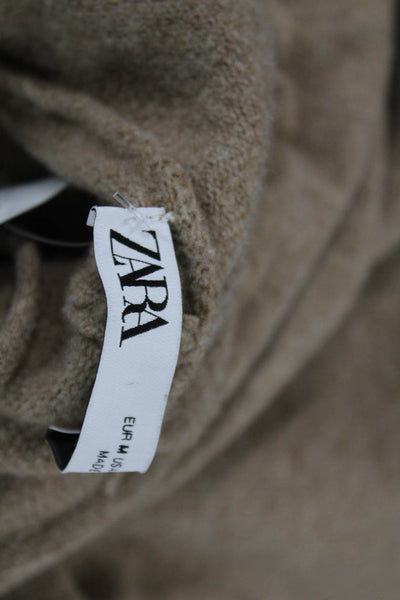 Zara Women Jumpsuit Beige V Neck Long Sleeve Zip Size M