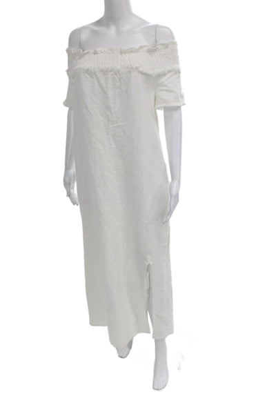 Line + Dot Womens Maxi Off Shoulder White Dress Short Sleeve Size XS
