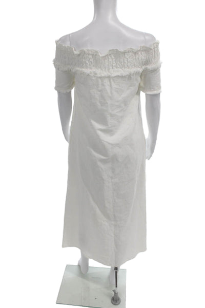Line + Dot Womens Maxi Off Shoulder White Dress Short Sleeve Size XS