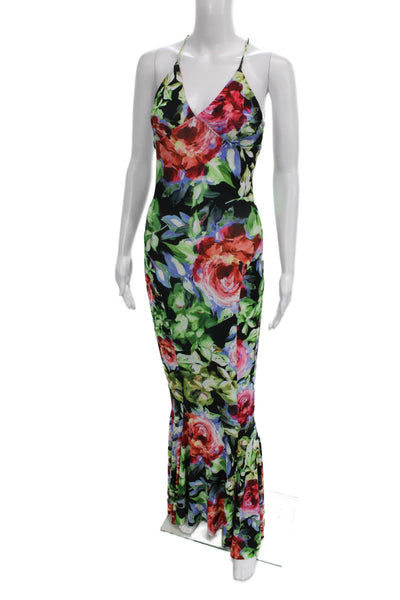 Norma Kamali Women Multicolor Halter Sleeveless Maxi Dress Polyester Size S
