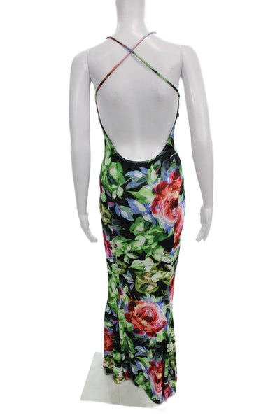 Norma Kamali Women Multicolor Halter Sleeveless Maxi Dress Polyester Size S