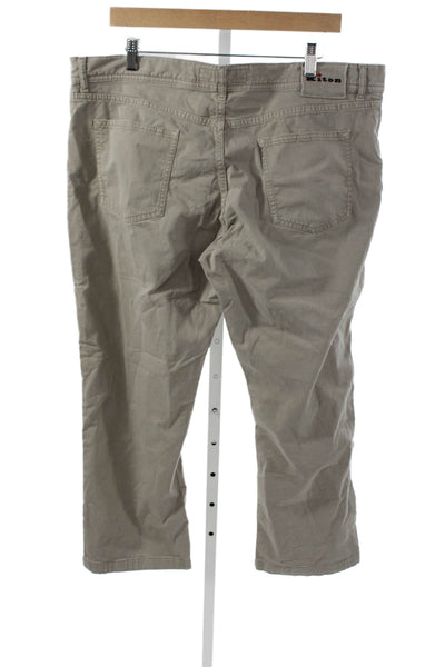 Kiton Mens Chino Pants Gray Cotton Button Size 42