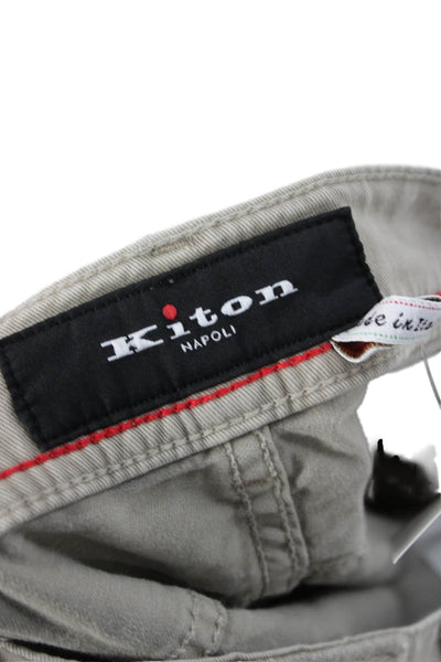 Kiton Mens Chino Pants Gray Cotton Button Size 42