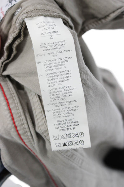 Kiton Mens Chino Pants Gray Cotton Button Size 42