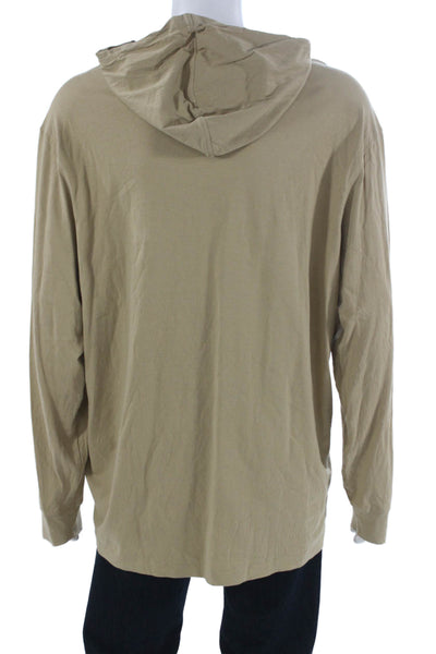 Lacoste Mens Beige Striped Cotton Pullover Hoodie Long Sleeve Size 3XL