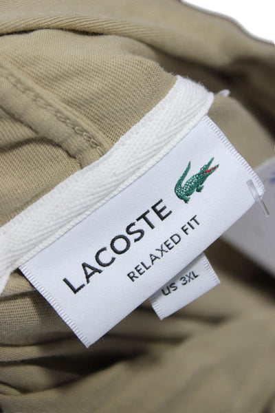 Lacoste Mens Beige Striped Cotton Pullover Hoodie Long Sleeve Size 3XL