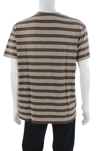 Polo Ralph Lauren Mens Brown Striped Cotton Crew Neck T-Shirt Size XL