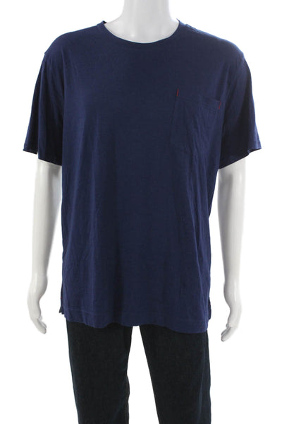 Robert Graham Mens Basic Cotton Crew Neck T-Shirt Blue Size XL