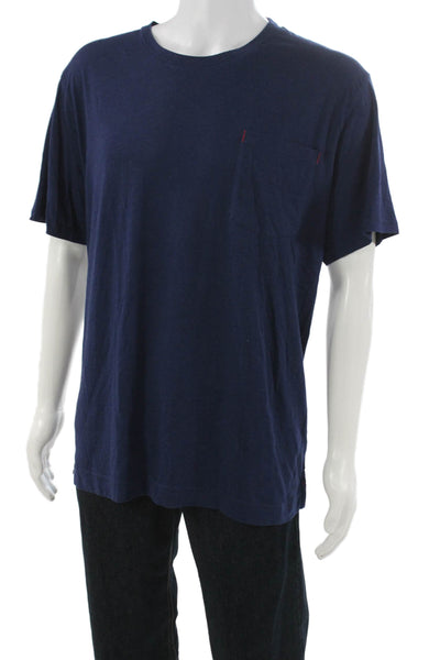 Robert Graham Mens Basic Cotton Crew Neck T-Shirt Blue Size XL