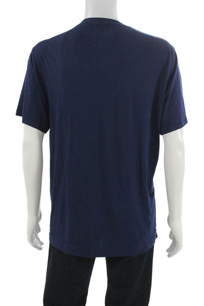 Robert Graham Mens Basic Cotton Crew Neck T-Shirt Blue Size XL