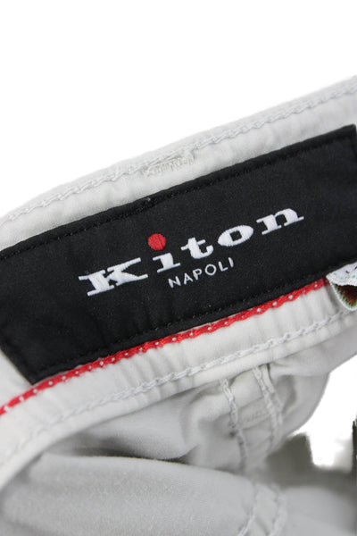 Kiton Mens Chino Pants Beige Cotton Button Closure Size 40