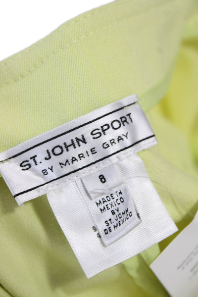 St. John Sport By Marie Gray Womens Cropped Green Cotton Pants Size 8