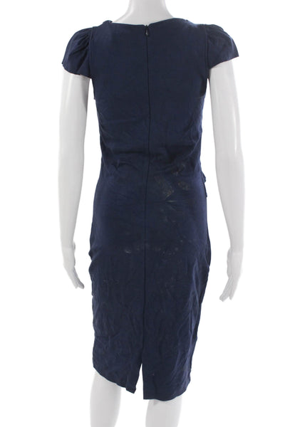 RED Valentino Womens Sheath Dress Blue Round Neck Short Sleeve Midi Size L