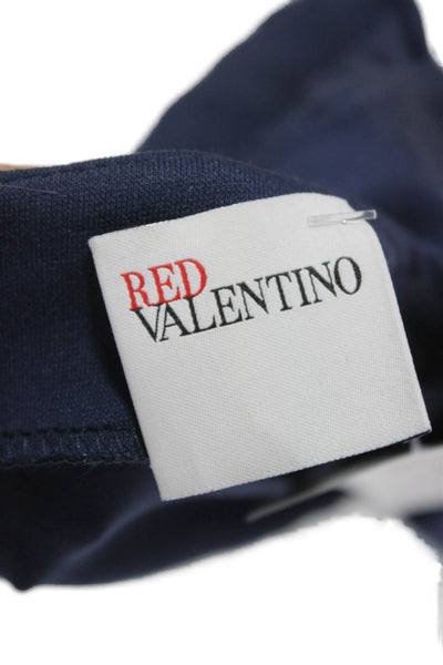 RED Valentino Womens Sheath Dress Blue Round Neck Short Sleeve Midi Size L
