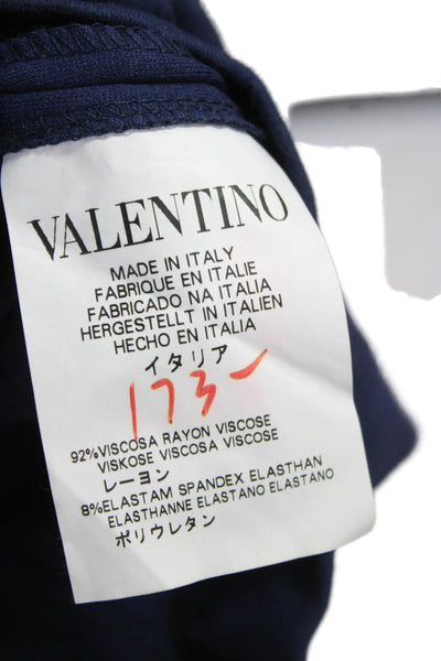 RED Valentino Womens Sheath Dress Blue Round Neck Short Sleeve Midi Size L