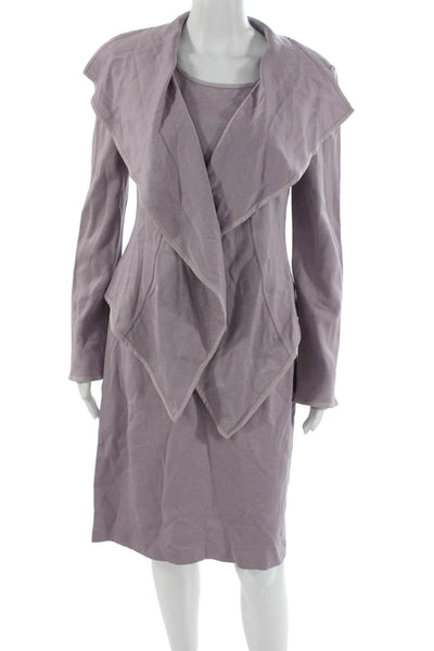 St. John Women Purple Skirt Suit Wool Rayon Long Sleeve Size 6