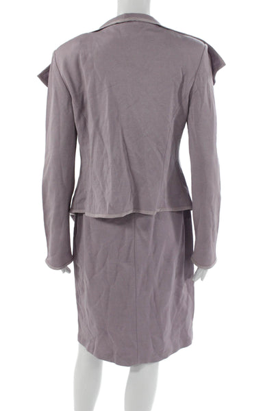 St. John Women Purple Skirt Suit Wool Rayon Long Sleeve Size 6