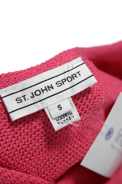 St. John Sport Womens Pink Viscose Sweater Dress Short Sleeve Midi Size S