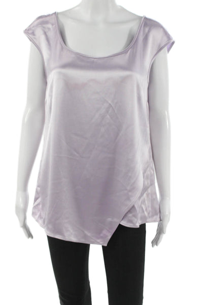 St. John Women Tunic Blouse Purple Triacetate Round Neck Sleeveless Size M