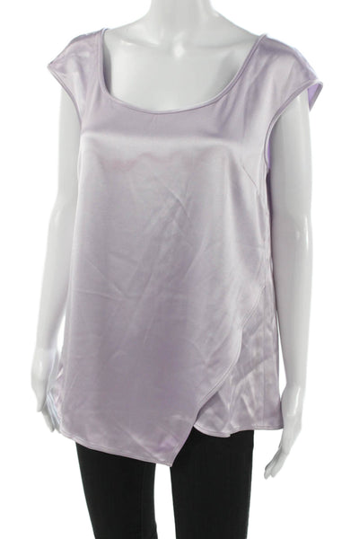 St. John Women Tunic Blouse Purple Triacetate Round Neck Sleeveless Size M