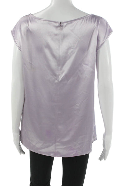 St. John Women Tunic Blouse Purple Triacetate Round Neck Sleeveless Size M