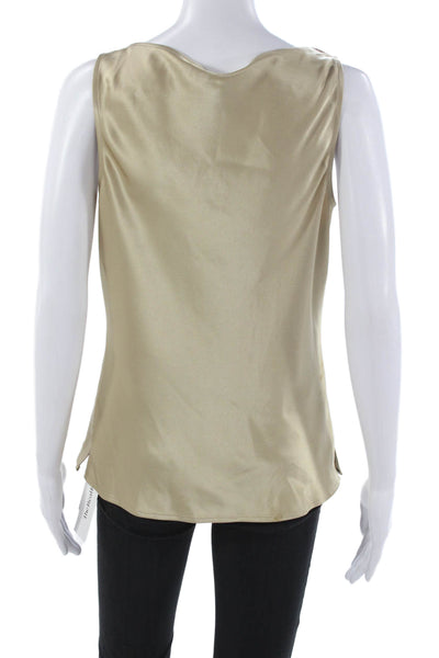 St. John Women Beige Triacetate Cowl Neck Sleeveless Basic Tank Size S