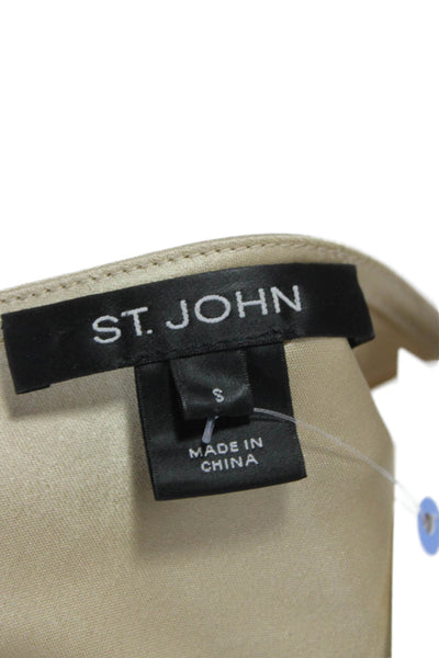 St. John Women Beige Triacetate Cowl Neck Sleeveless Basic Tank Size S