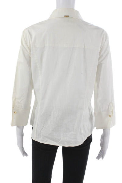 St. John Sport By Marie Gray Women Cotton Button-Up 3/4 Sleeve White Size M