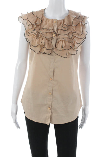 Moschino Cheap & Chic Women Blouse Beige Sleeveless Round Neck Size 10