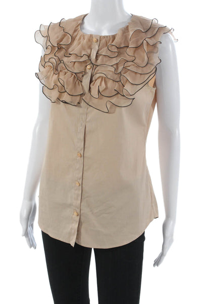 Moschino Cheap & Chic Women Blouse Beige Sleeveless Round Neck Size 10