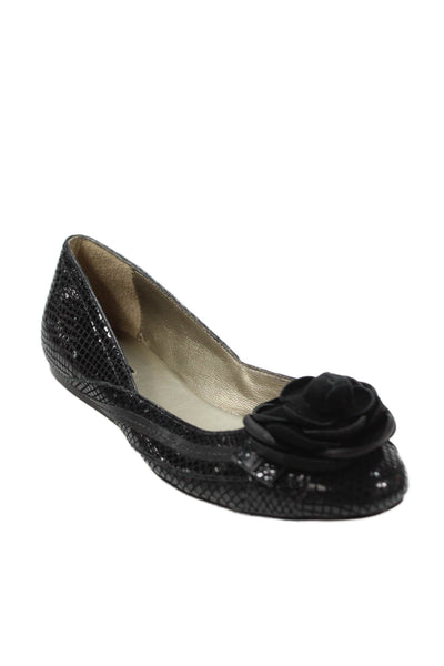 Nanette Lepore Womens Floral Detail Ballet Flats Black Size 7.5